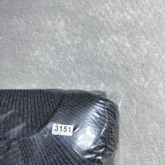 Club Room Sweater Mens Medium Charcoal Heather Button Mock Neck and Ribbed Cuffs - Picture 10 of 10